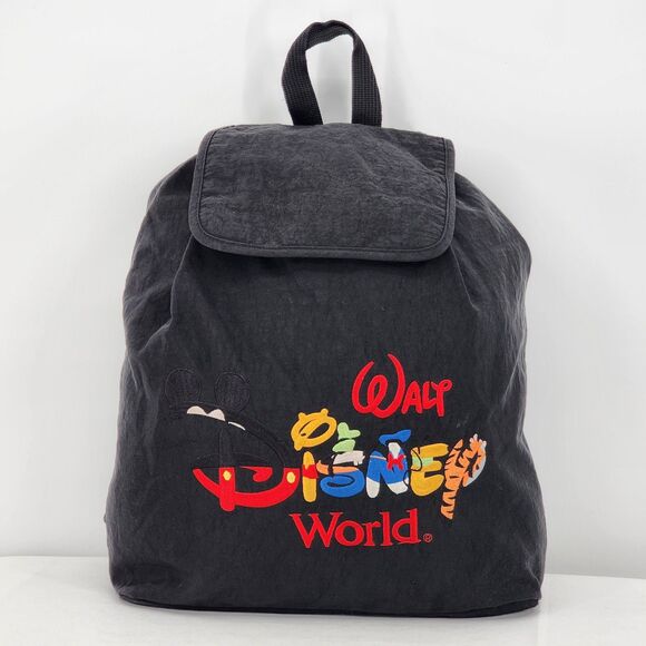 Walt Disney World Parks Vintage Y2K Characters Letters Large Nylon Backpack - Picture 1 of 13